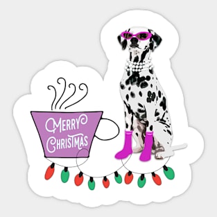 Merry Christmas with a Festive 101 Dalmatian Dog Sticker